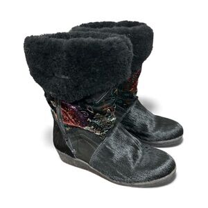 Tecnica Embellished black Fur boots size 9